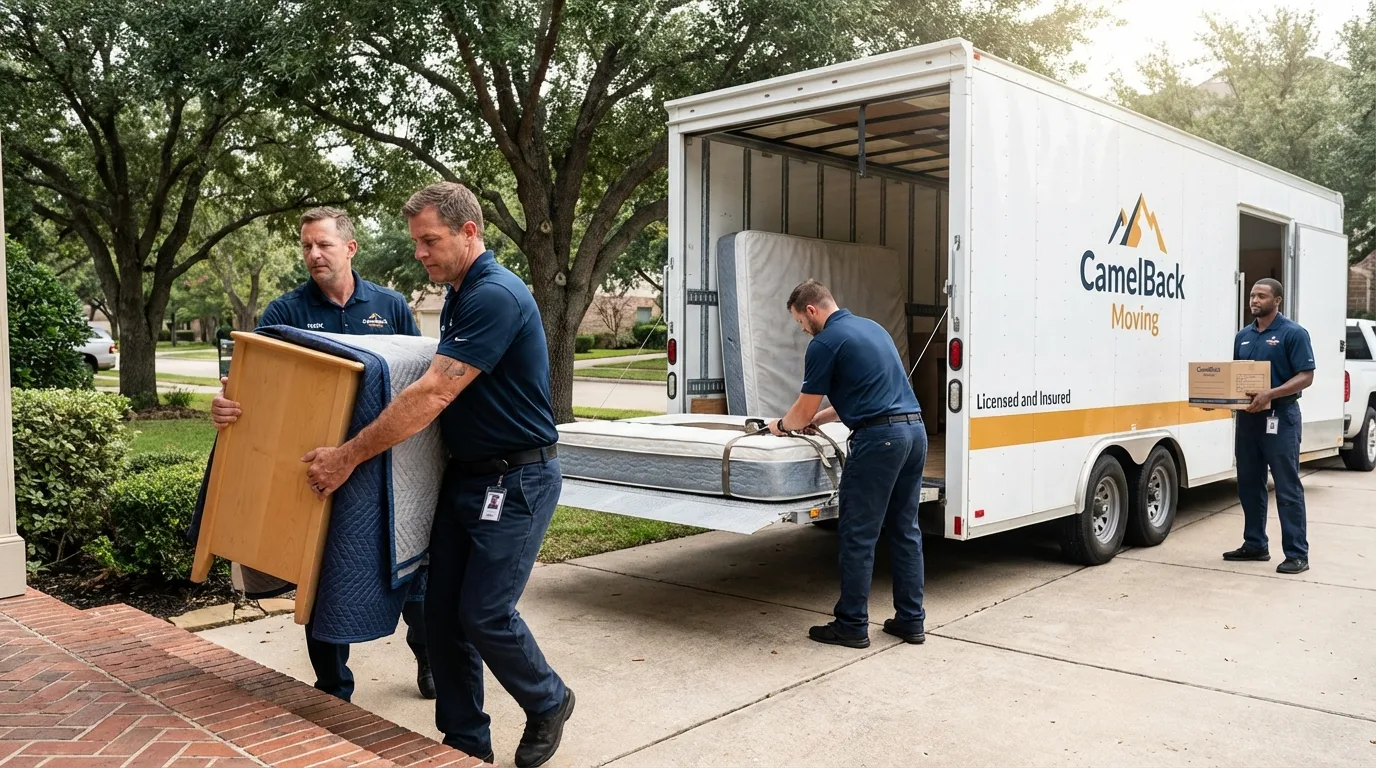 Crew loading residential truck for cross-state move from Noblesville, IN