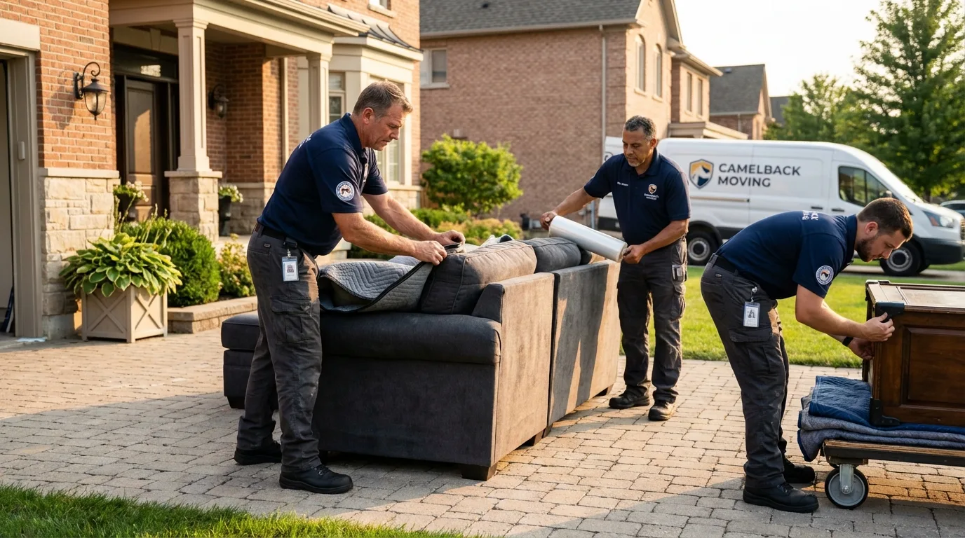 Large estate moving crew wrapping furniture in Noblesville, IN