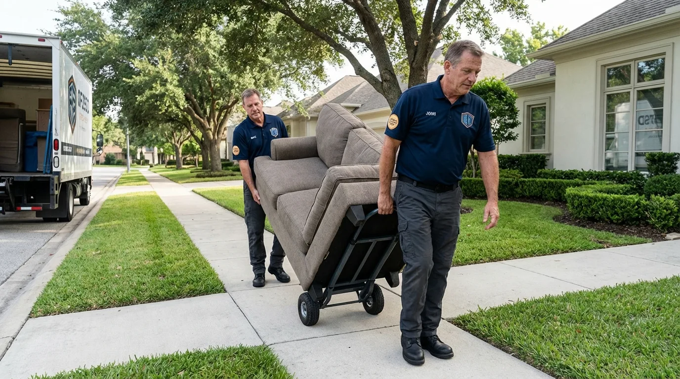 Local residential moving crew loading furniture in Noblesville, IN